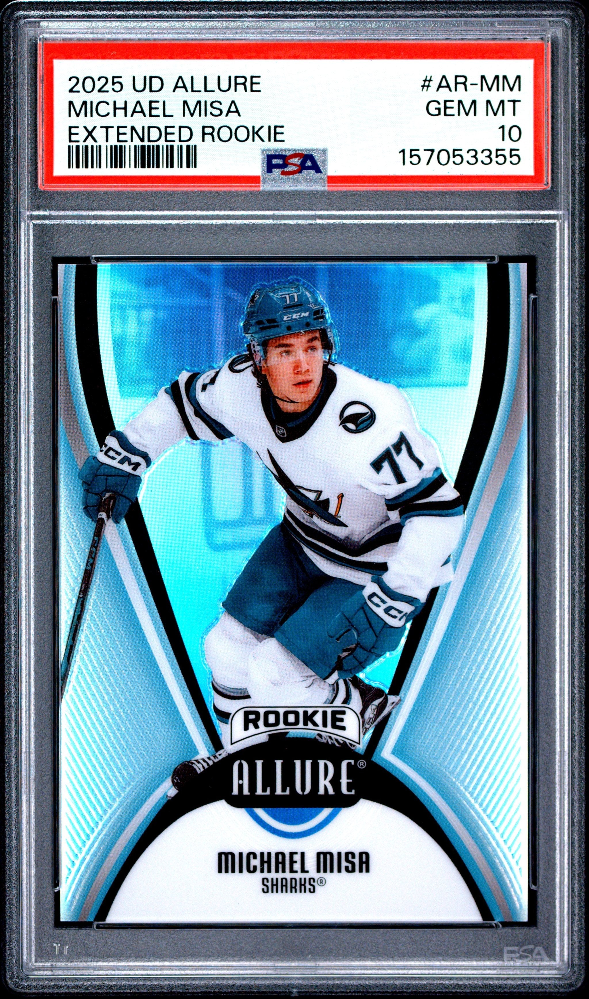 Graded 2025 Upper Deck Allure Michael Misa #ARMM Rookie RC Hockey Card PSA 10 Gem Mint