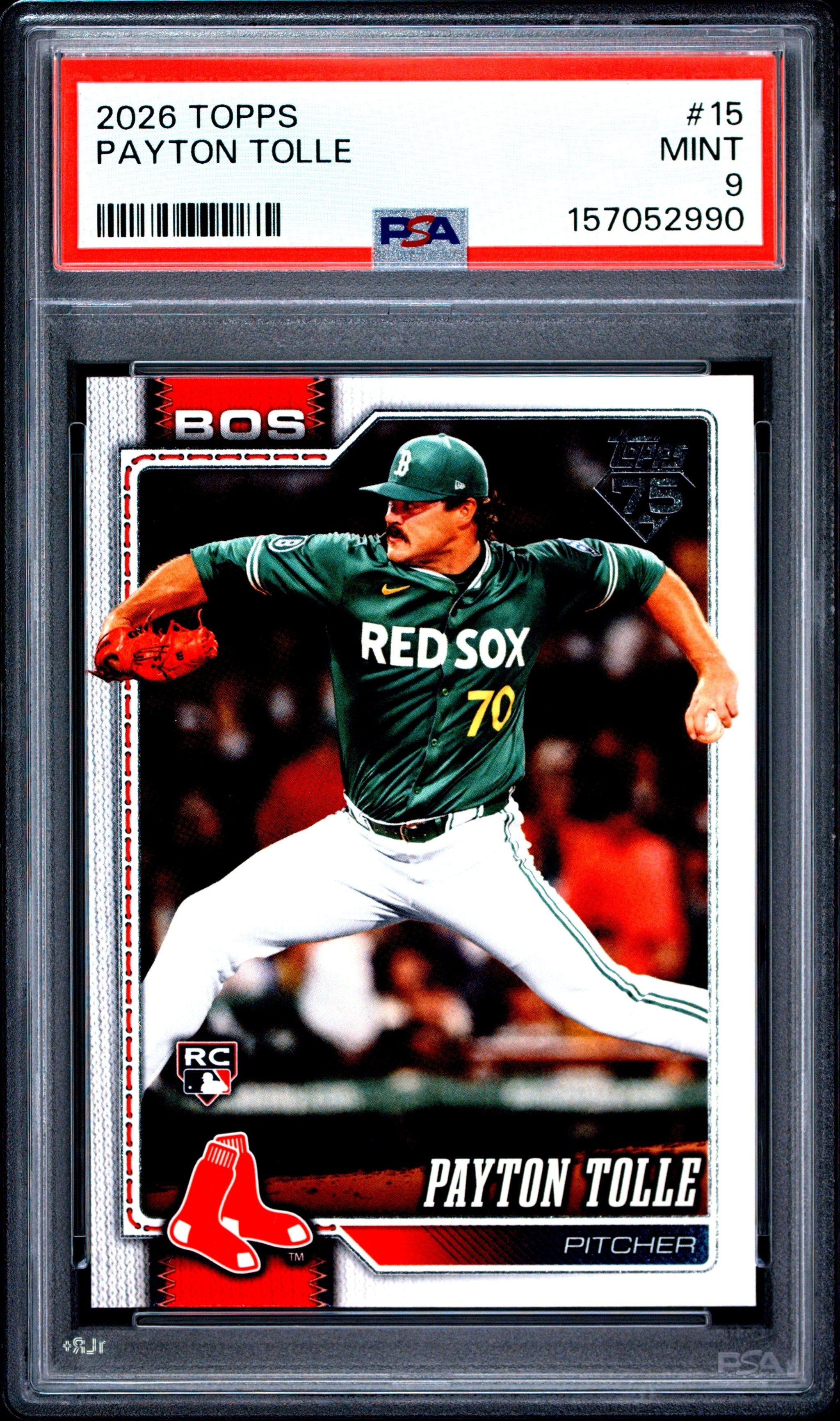 Graded 2026 Topps Payton Tolle #15 Rookie RC Baseball Card PSA 9 Mint