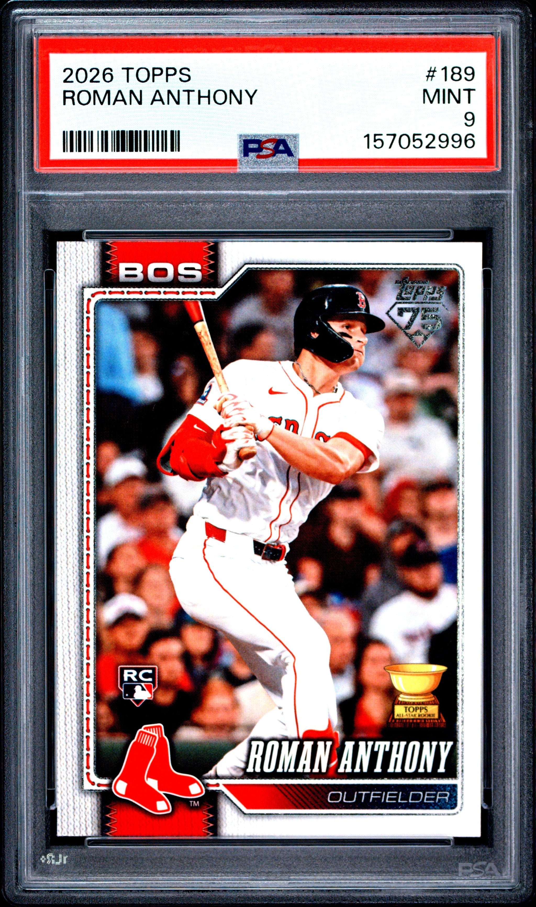Graded 2026 Topps Roman Anthony #189 Rookie RC Baseball Card PSA 9 Mint