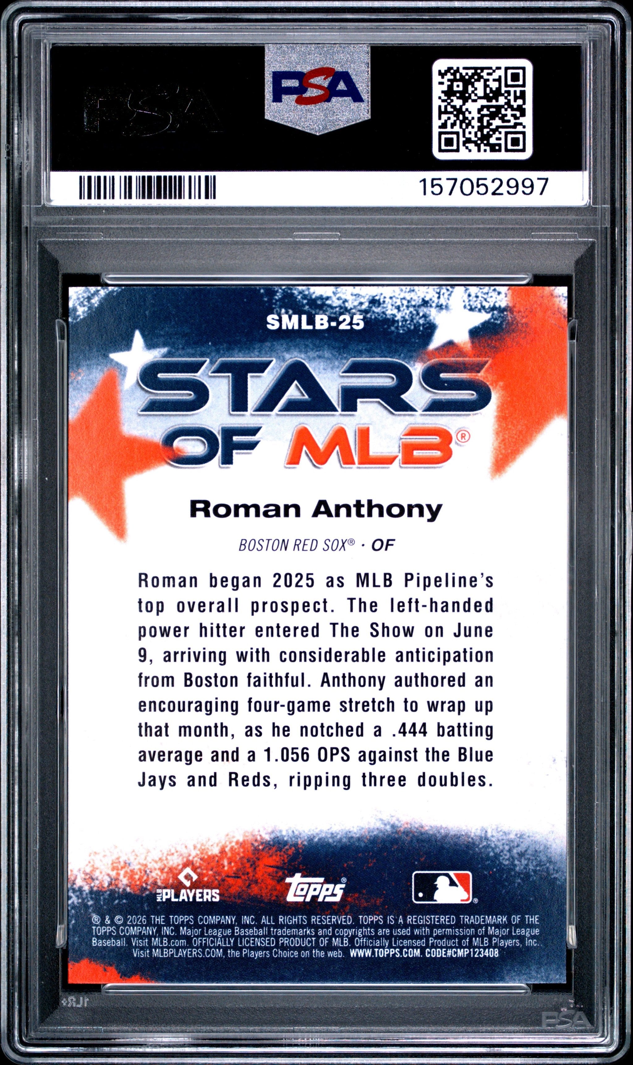 Graded 2026 Topps Roman Anthony #SMLB25 Stars of MLB Rookie RC Baseball Card PSA 9 Mint