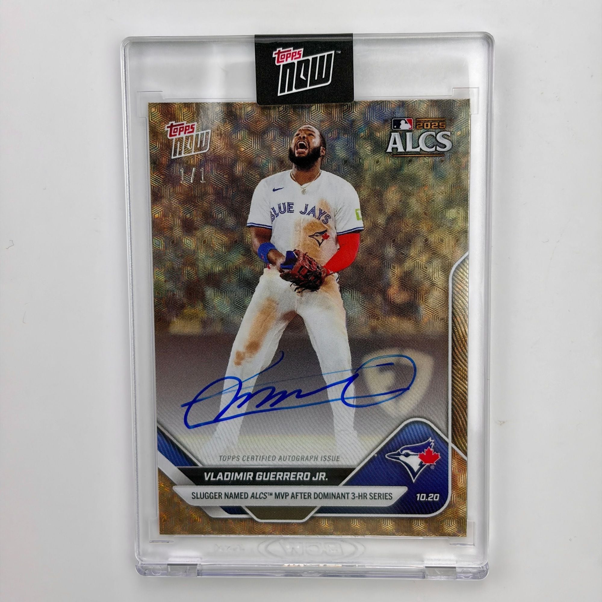 2025 Topps Now Vladimir Guerrero Jr #891C Foilfractor Auto 1/1 Slugger Named ALCS MVP After Dominant 3 HR Series Toronto Blue Jays Baseball Card
