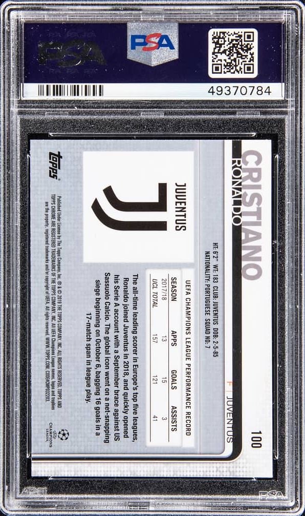 Graded 2018 Topps Chrome UCL Cristiano Ronaldo #100 Running UEFA Champions League Soccer Card PSA 10 Gem Mint