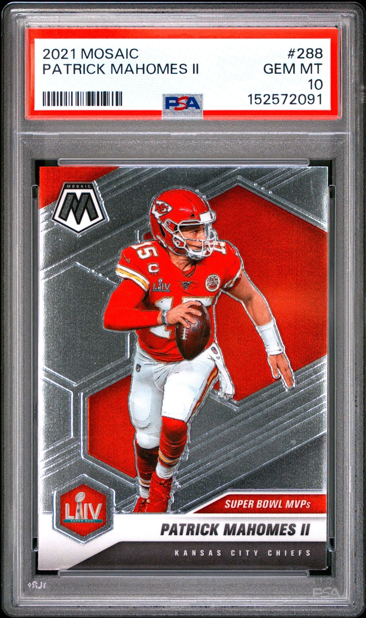 Graded 2021 Panini Mosaic Patrick Mahomes II #288 Super Bowl LIV MVP Football Card PSA 10 Gem Mint