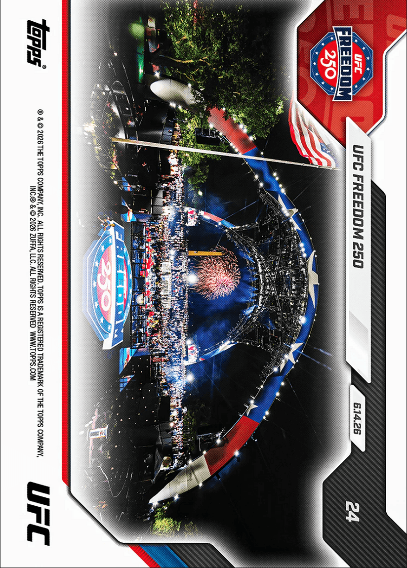 2026 Topps Now UFC 250 Freedom #24 Nonstop Action Caps Historic UFC Freedom 250 Night UFC Mixed Martial Arts Card