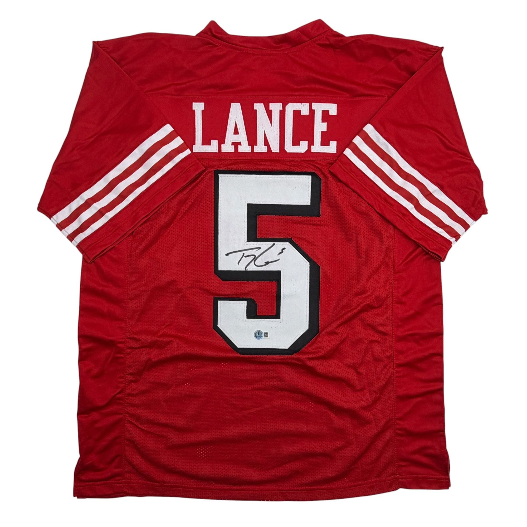 Autographed/Signed Trey Lance San Francisco Red Alternate Football Jersey Beckett BAS COA