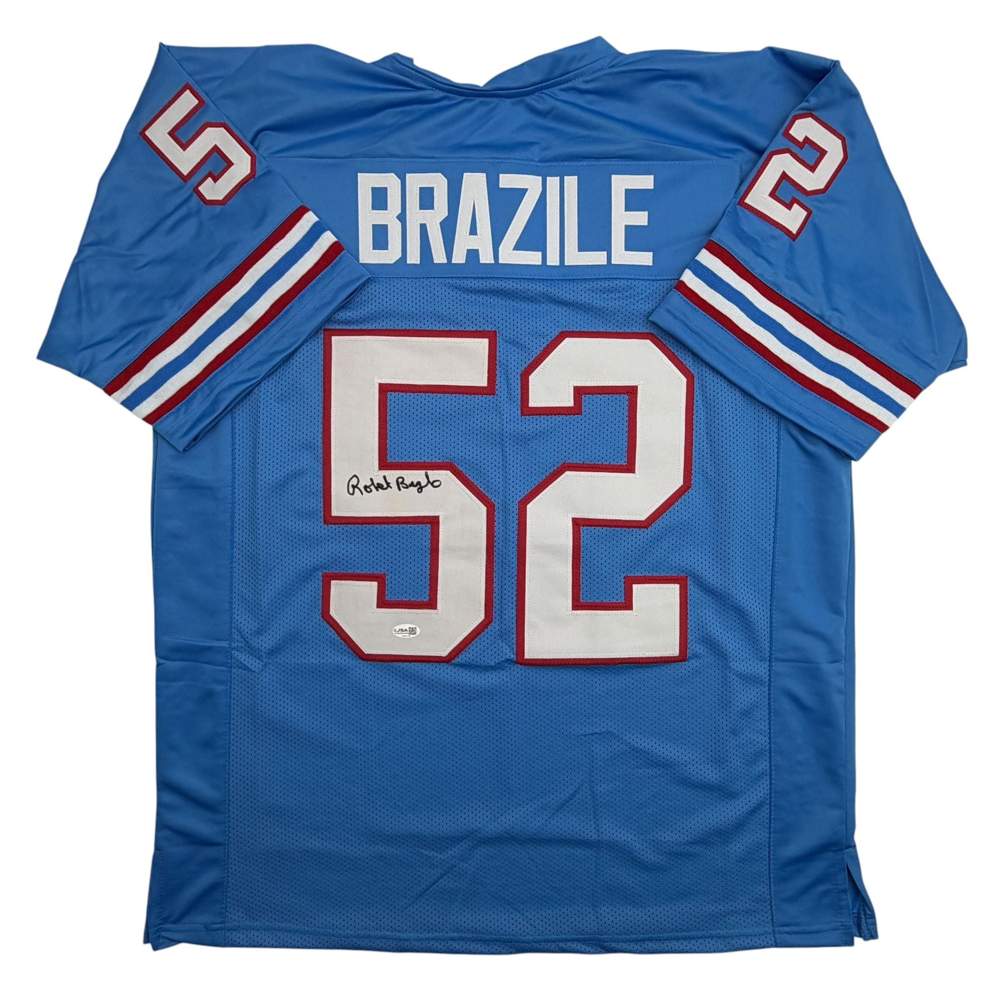 Autographed/Signed Robert Brazile Houston Blue Football Jersey JSA COA