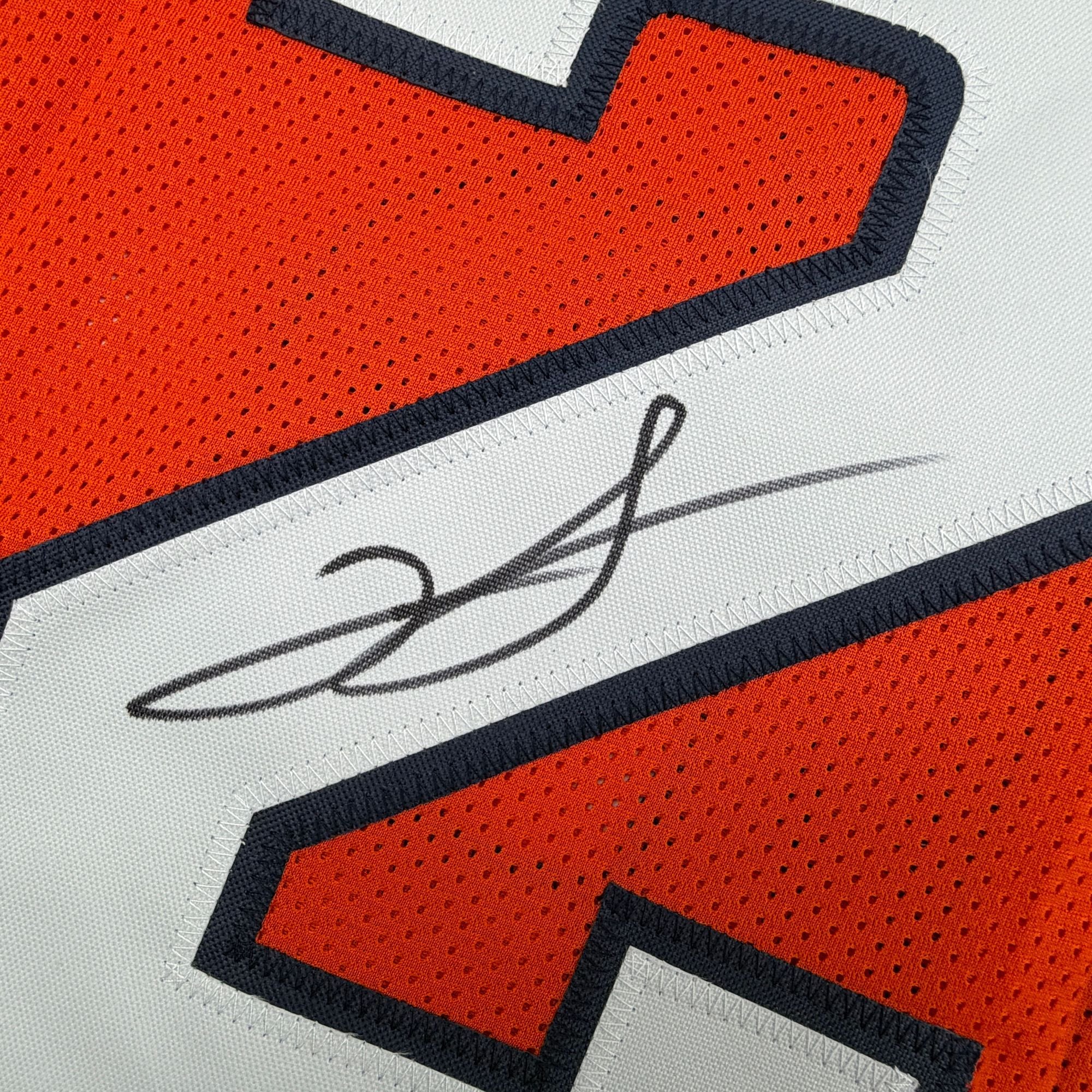 Autographed/Signed Clinton Portis Denver Current Orange Football Jersey JSA COA