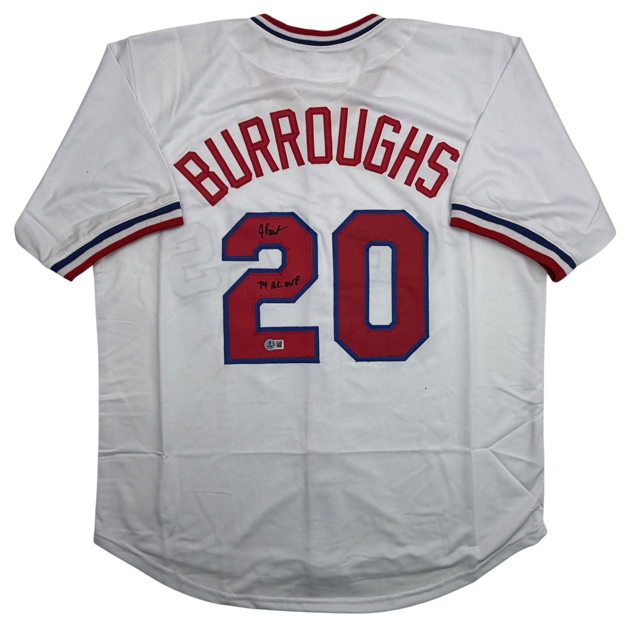 Autographed/Signed Jeff Burroughs Texas White Baseball Jersey Beckett BAS COA