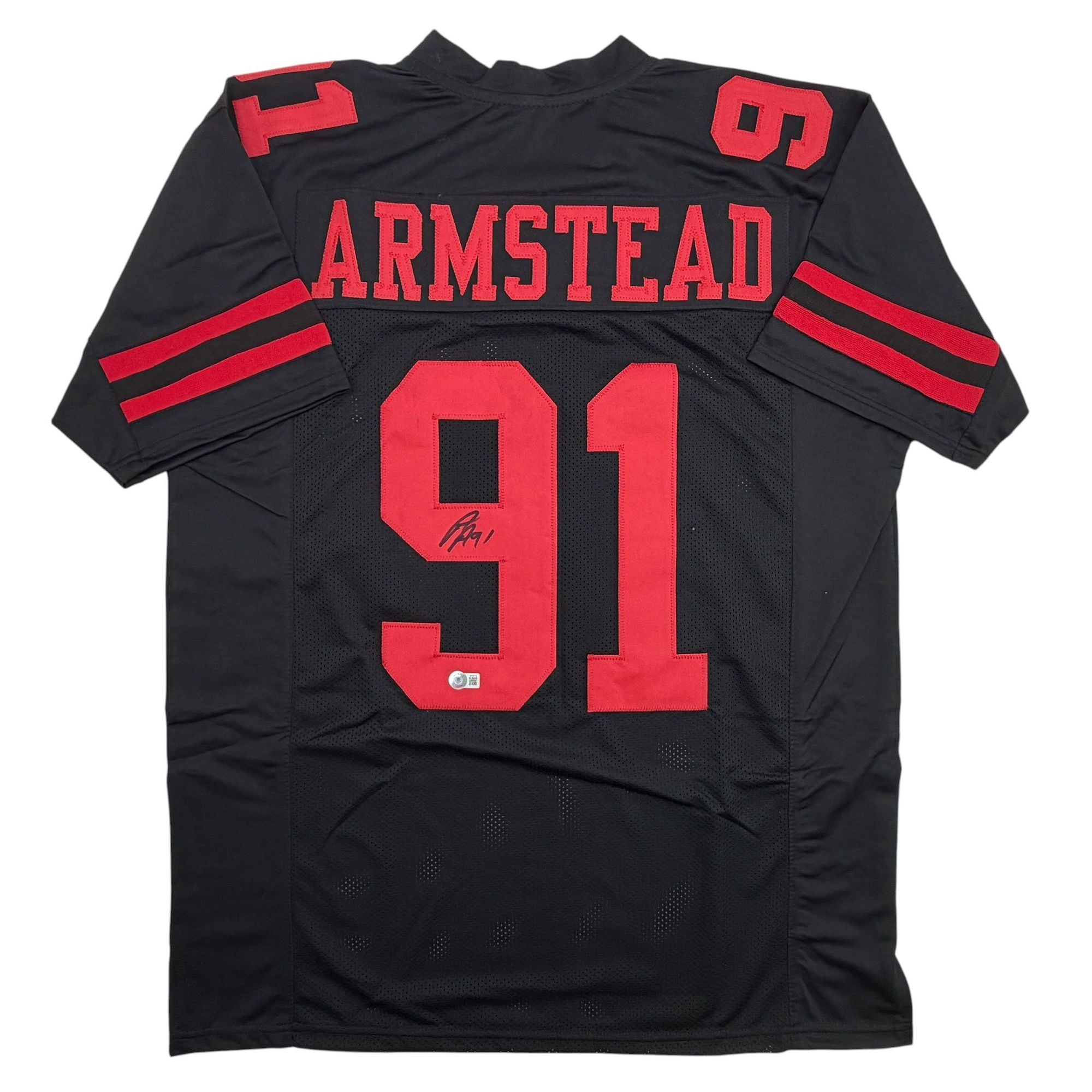 Autographed/Signed Arik Armstead San Francisco Black Football Jersey Beckett BAS COA