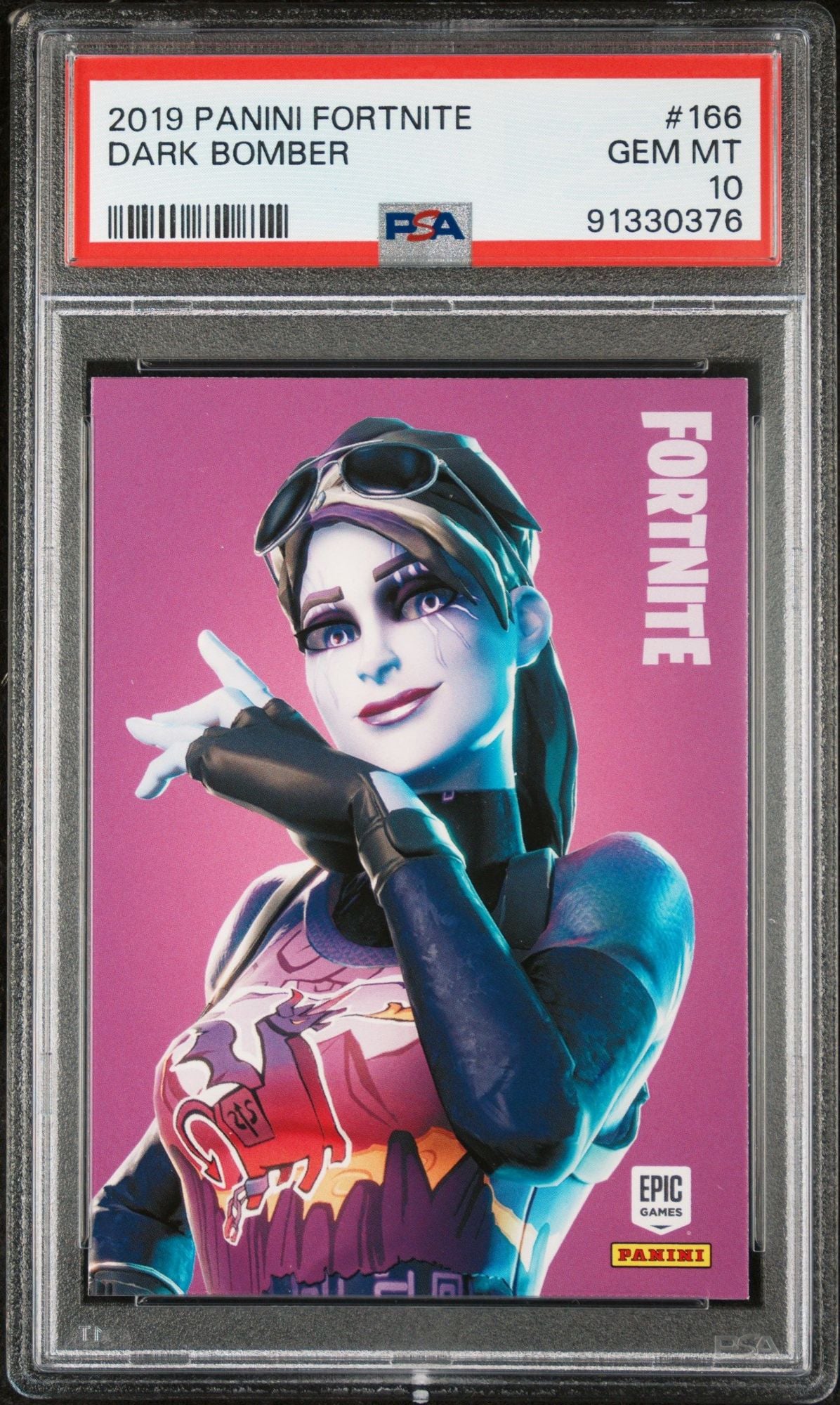 Graded 2019 Panini Fortnite Dark Bomber #166 Trading Card PSA 10 Gem Mint