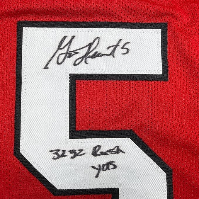 Framed Autographed/Signed Garrison Hearst 35x39 3232 Yards Georgia Red College Football Jersey Beckett BAS COA