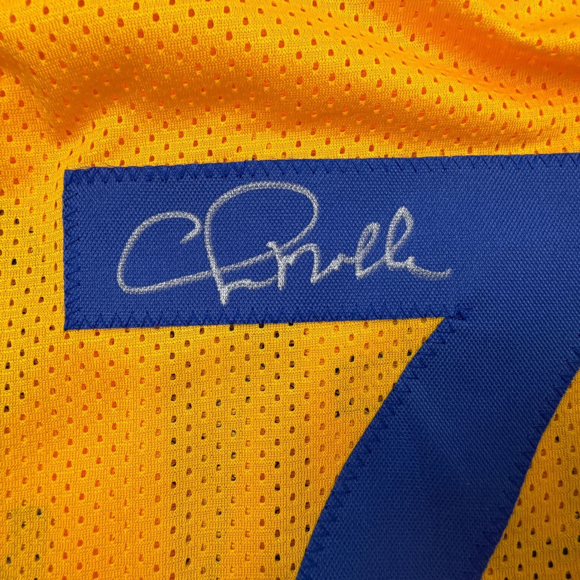 Autographed/Signed Chris Mullin Golden State Yellow Basketball Jersey Beckett BAS COA