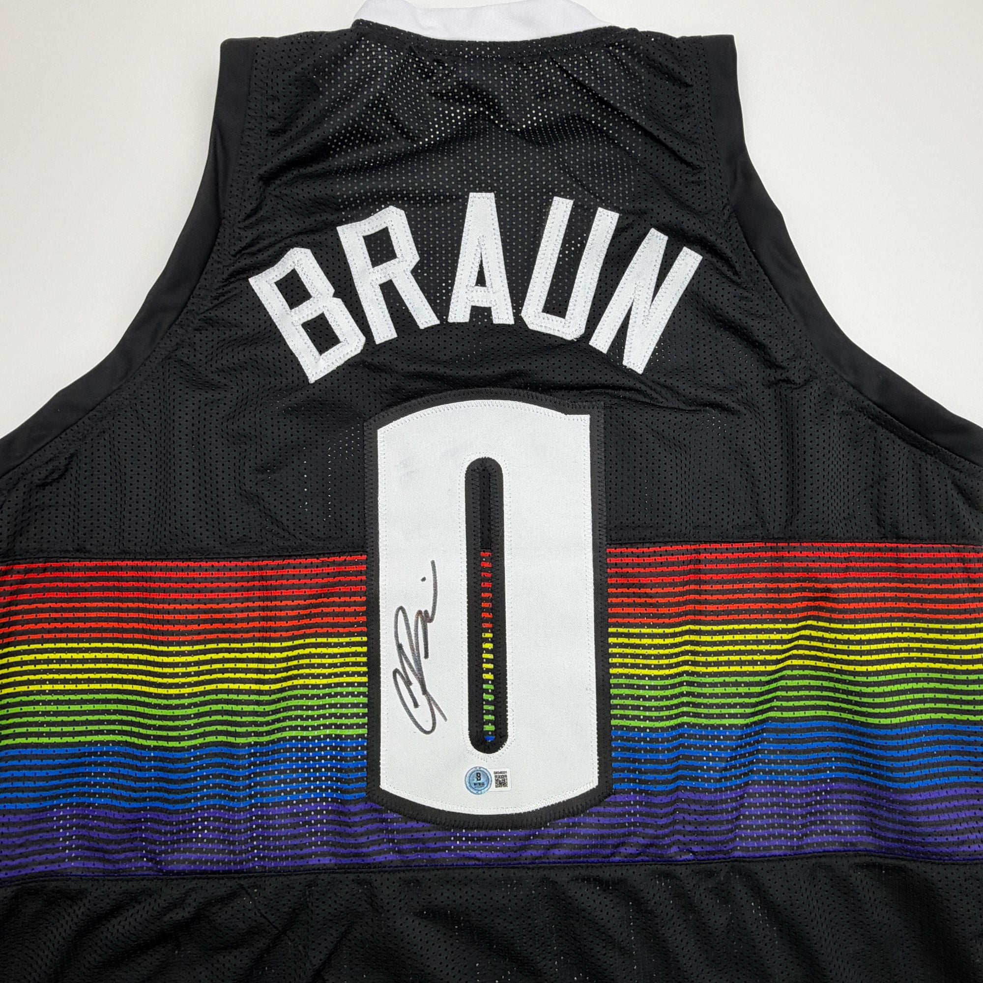 Autographed/Signed Christian Braun Denver Black Rainbow Basketball Jersey Beckett BAS COA