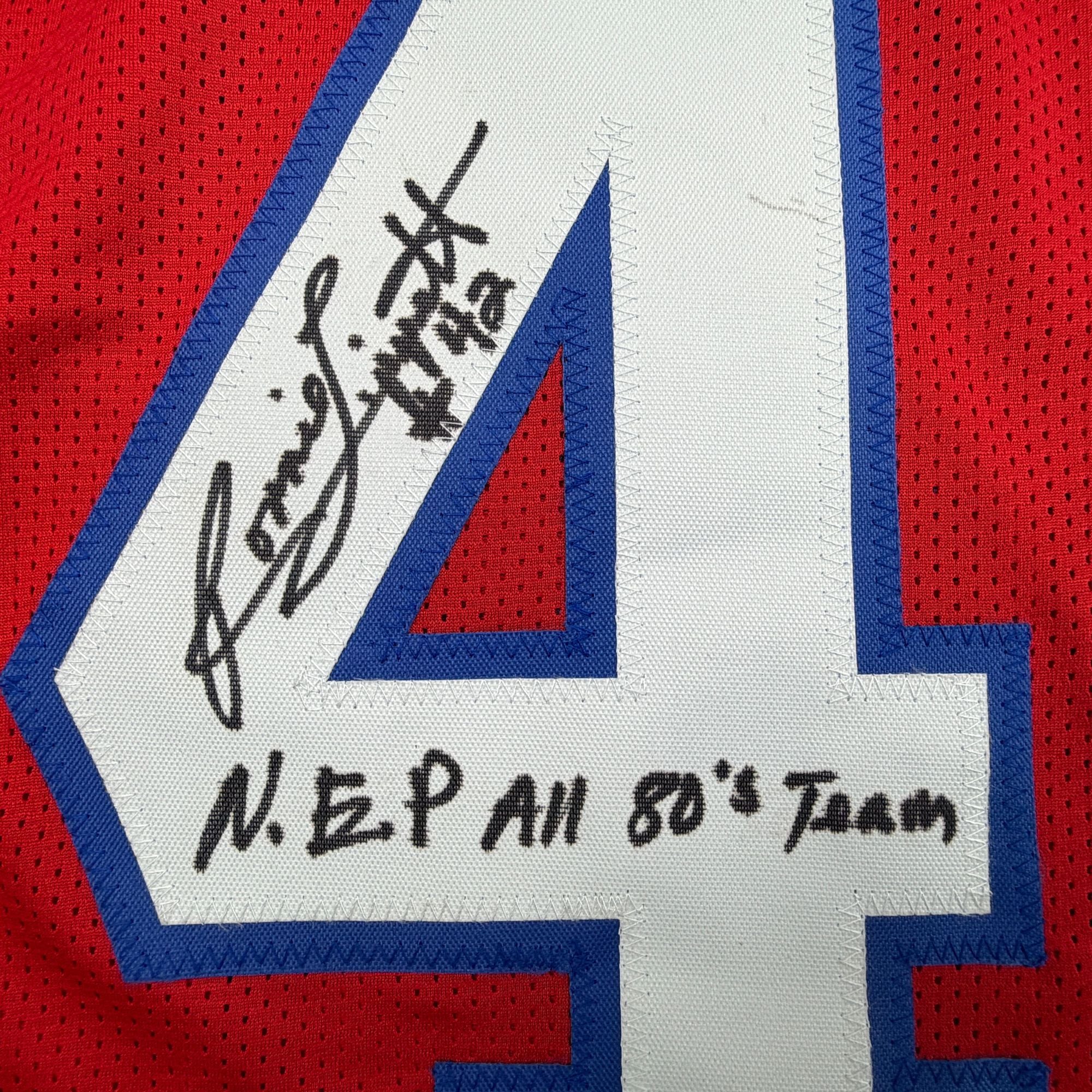 Autographed/Signed Ronnie Lippett New England Red Football Jersey Beckett BAS COA