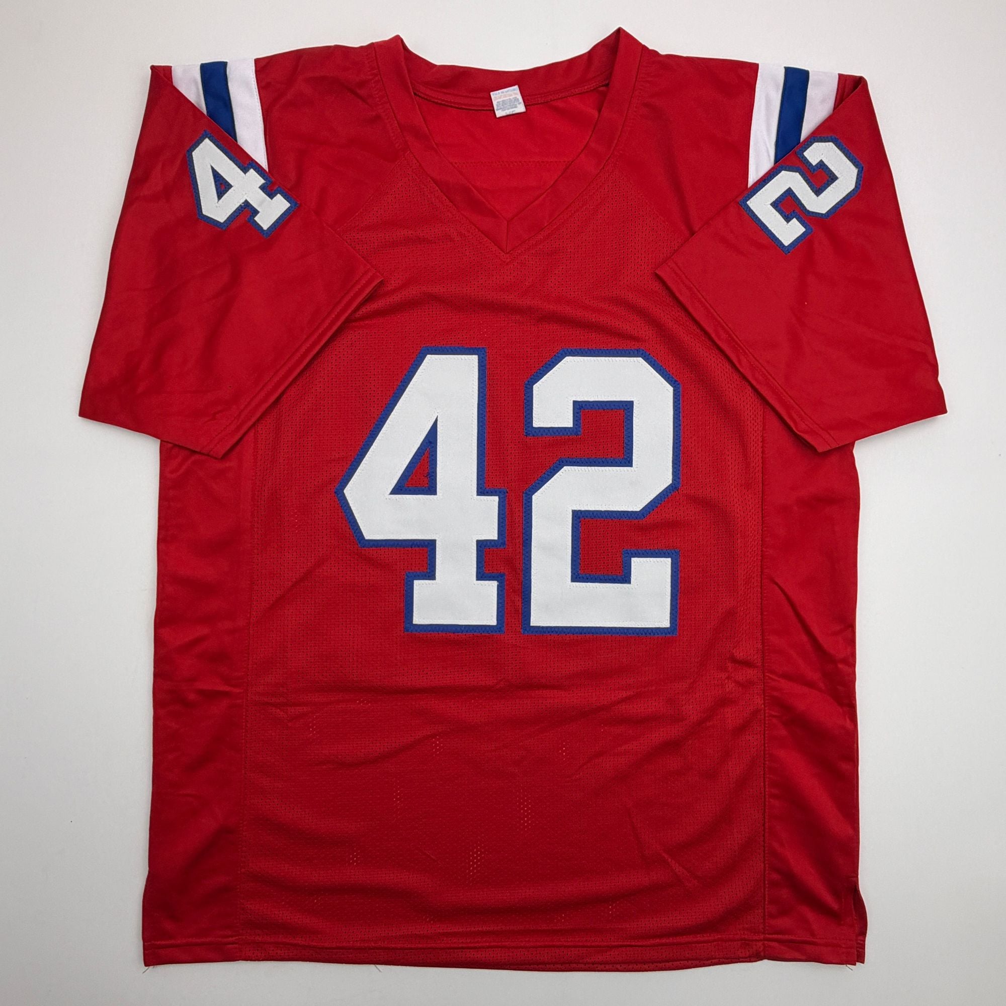 Autographed/Signed Ronnie Lippett New England Red Football Jersey Beckett BAS COA
