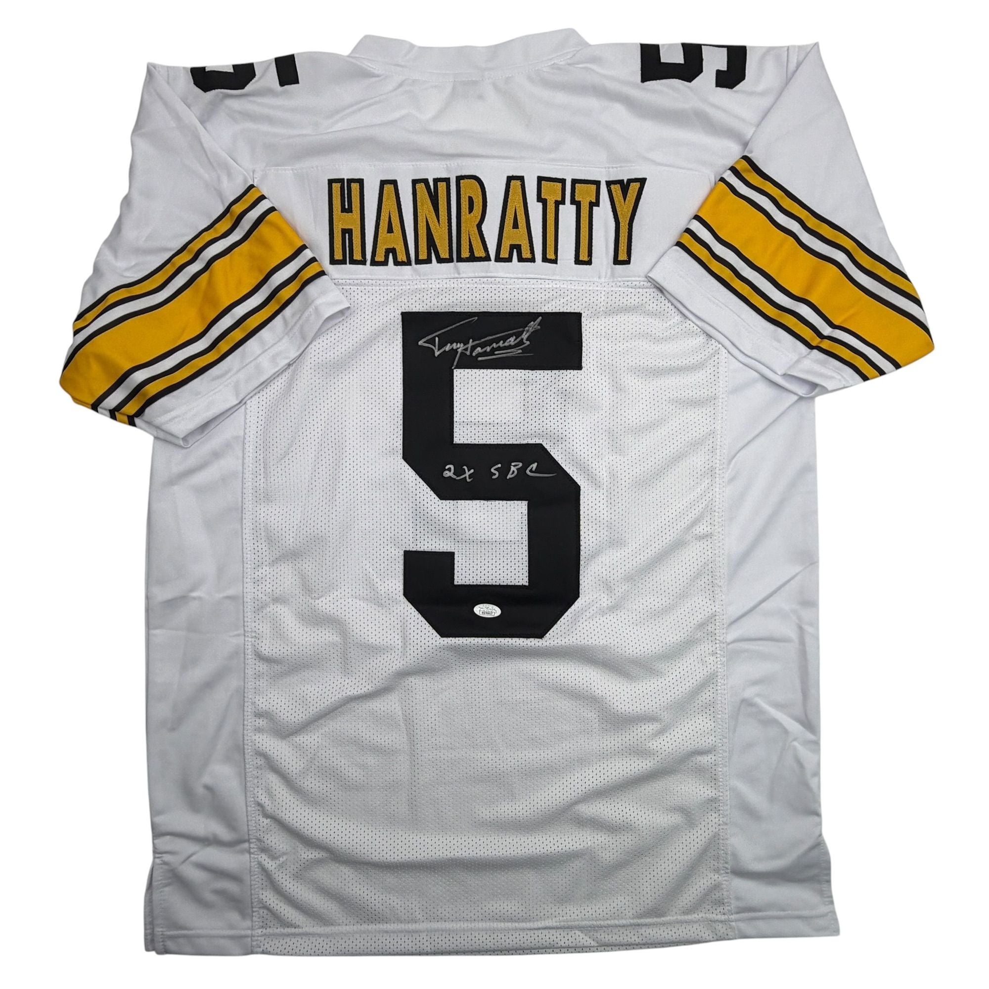 Autographed/Signed Terry Hanratty Pittsburgh White Football Jersey JSA COA