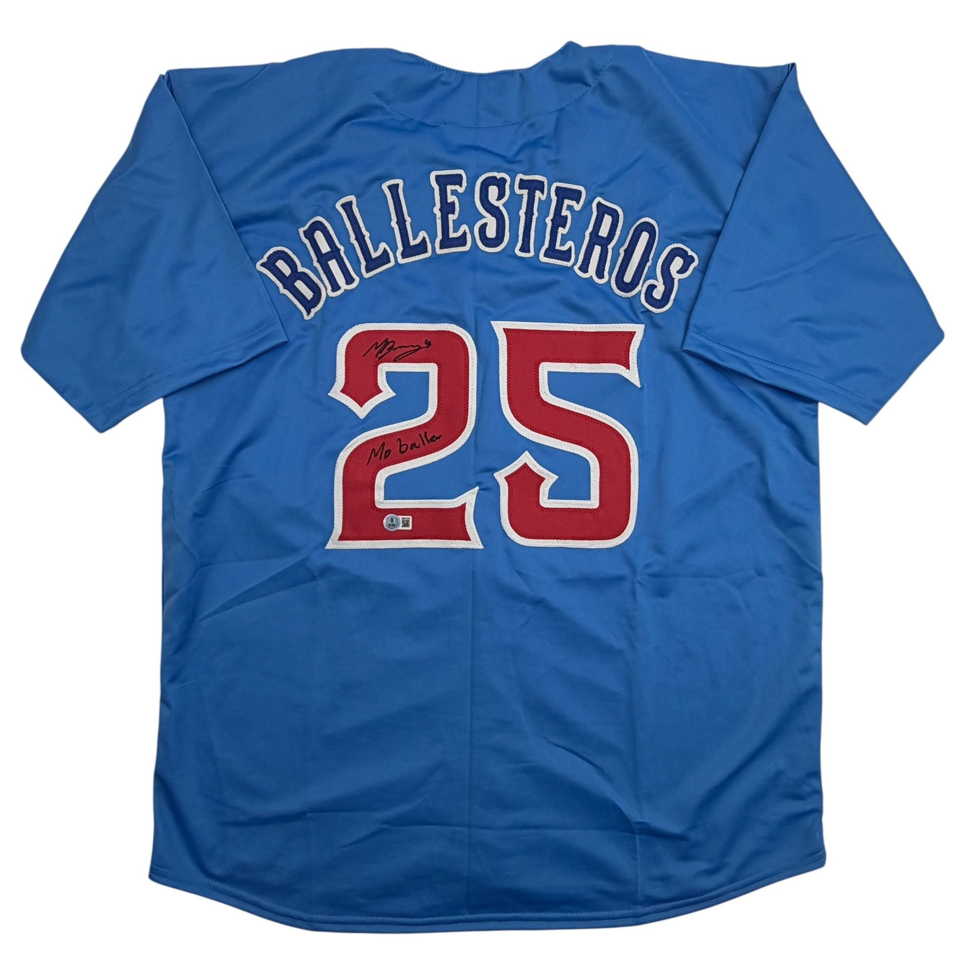 Autographed/Signed Moises Ballesteros Chicago Blue City Connect Baseball Jersey Beckett BAS COA
