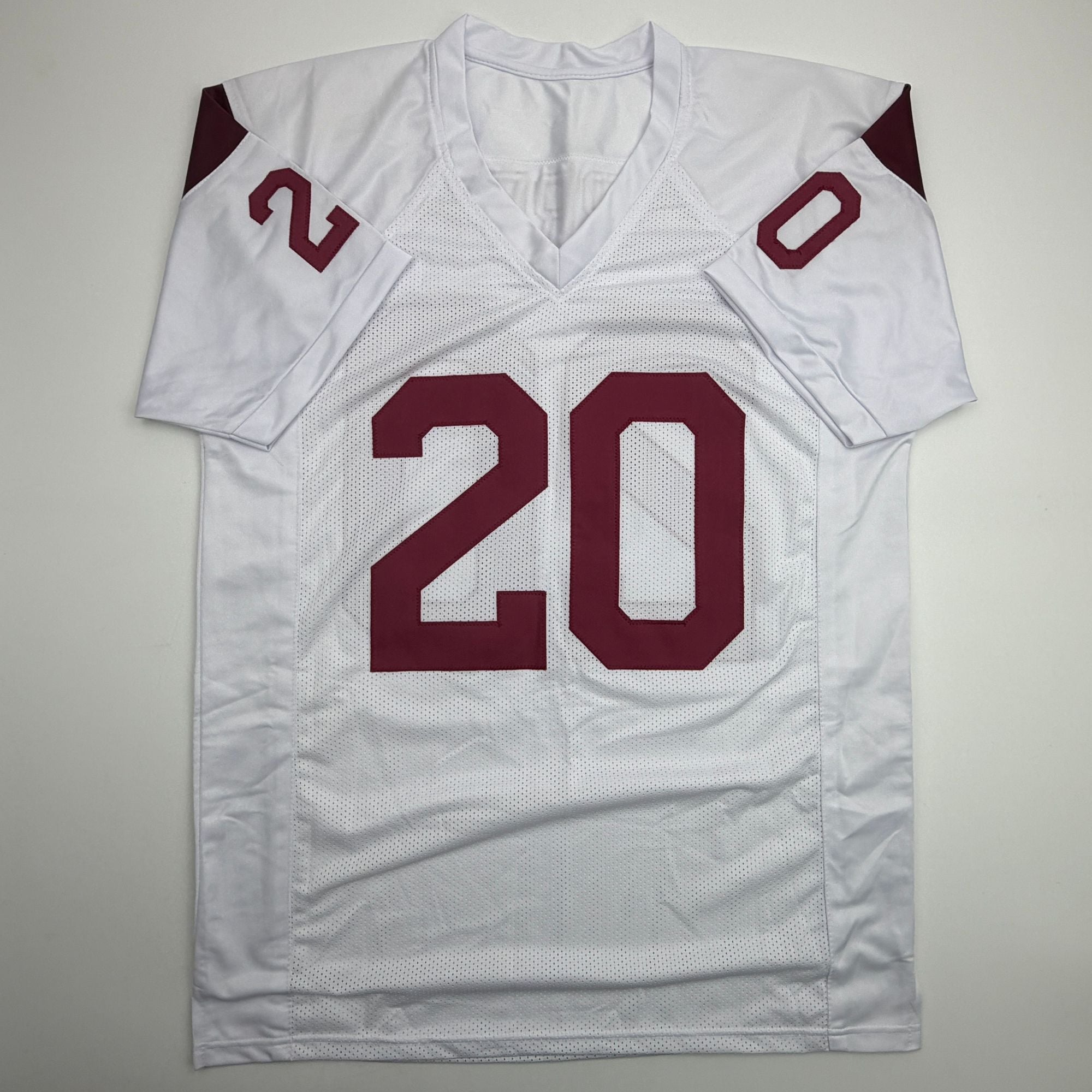 Autographed/Signed Mike Garrett Heisman 65 USC Southern Cal White College Football Jersey Beckett BAS COA