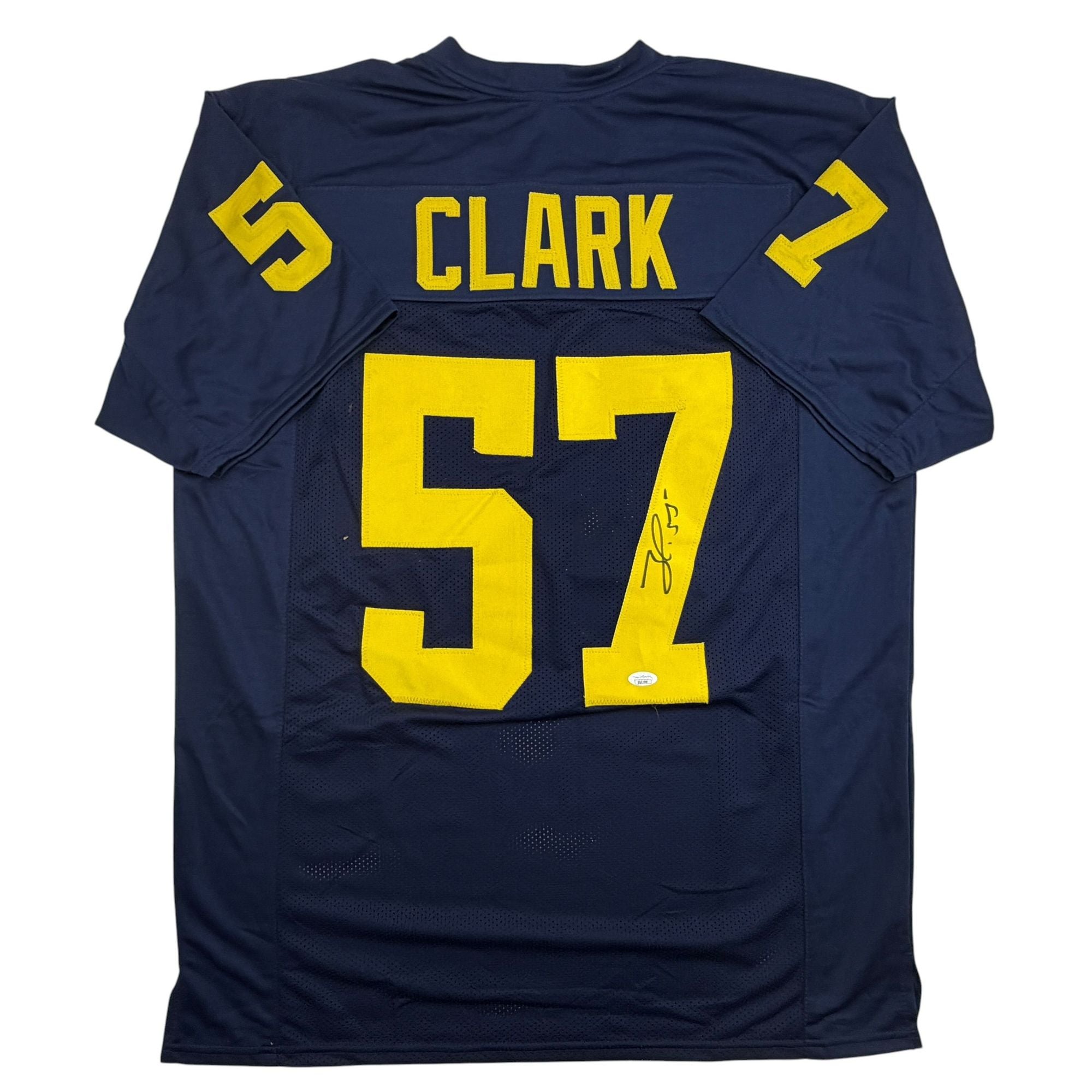 Autographed/Signed Frank Clark Michigan Blue College Football Jersey JSA COA