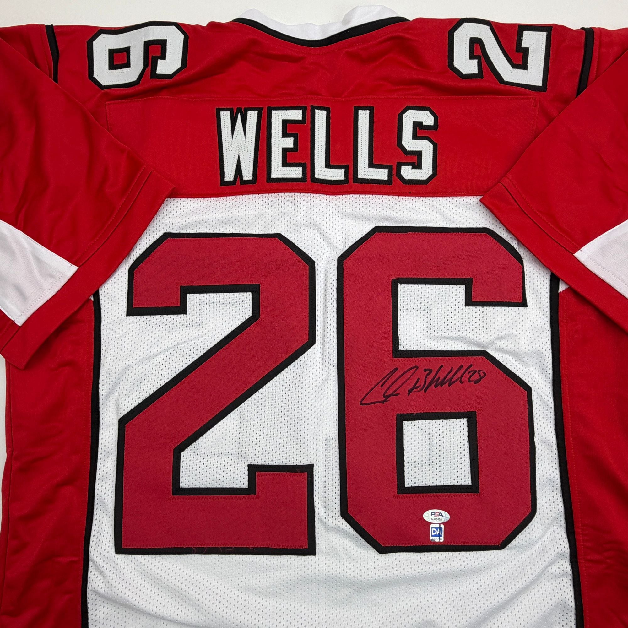 Autographed/Signed Chris Beanie Wells Arizona White Football Jersey PSA/DNA COA