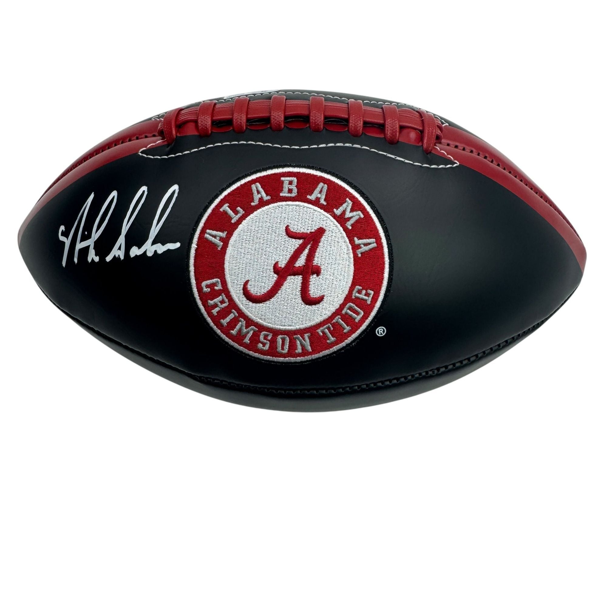 Autographed/Signed Nick Saban Alabama Crimson Tide Full Size Black Logo College Football Beckett BAS COA