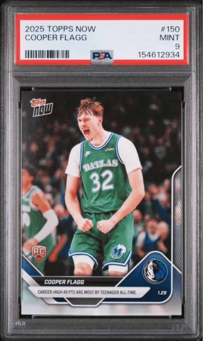 Graded 2025 Topps Now Cooper Flagg #150 Rookie RC Basketball Card PSA 9 Mint