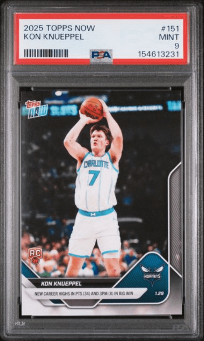 Graded 2025 Topps Now Kon Knueppel #151 Rookie RC Basketball Card PSA 9 Mint