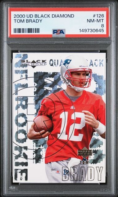 Graded 2000 UD Black Diamond Tom Brady #126 Rookie RC Football Card PSA 8 NM-MT