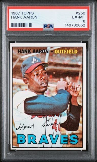 Graded 1967 Topps Hank Aaron #250 Baseball Card PSA 6 EX-MT