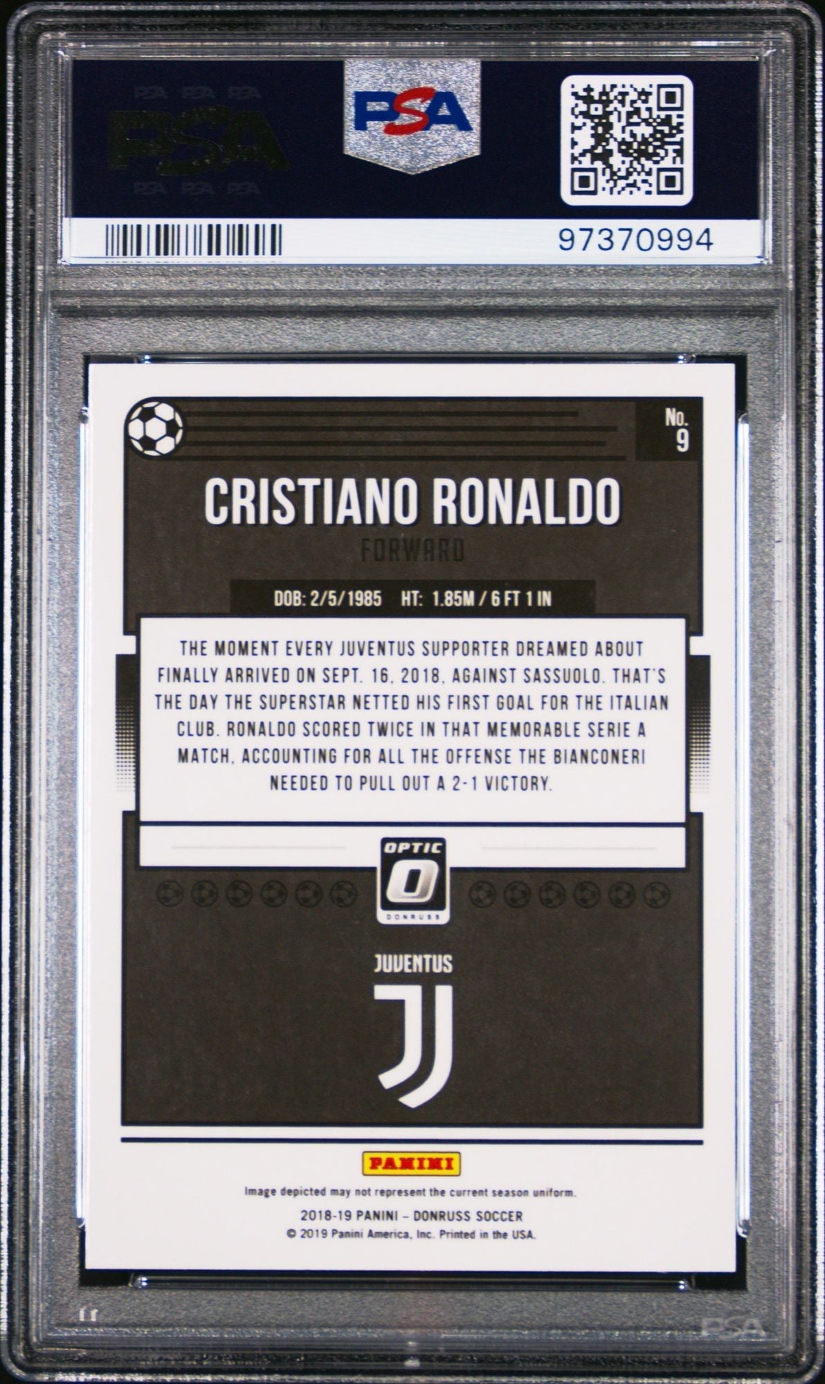 Graded 2018 Panini Donruss Optic Cristiano Ronaldo #9 Soccer Card PSA 10 Gem Mint