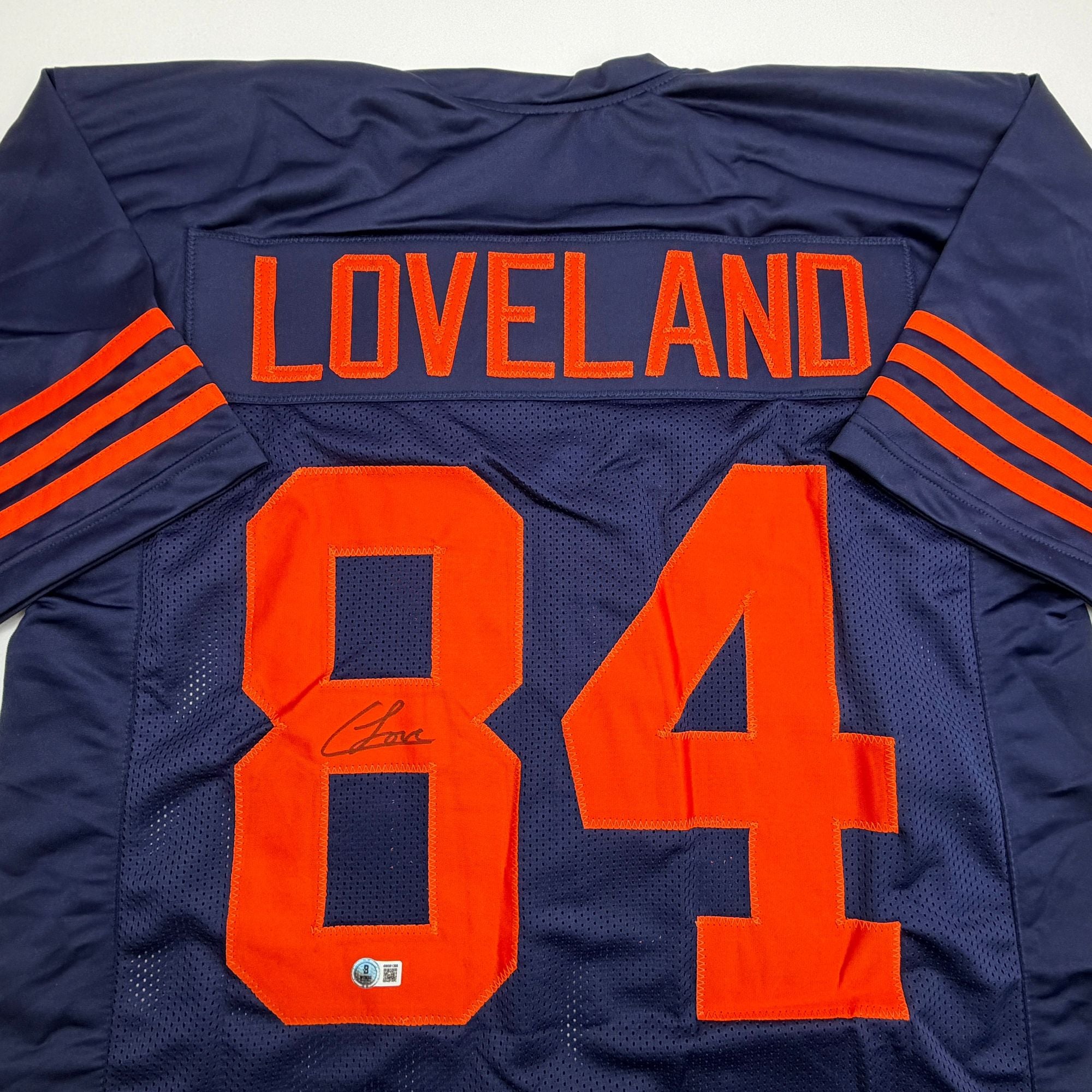 Autographed/Signed Colston Loveland Chicago Color Rush Football Jersey Beckett BAS COA