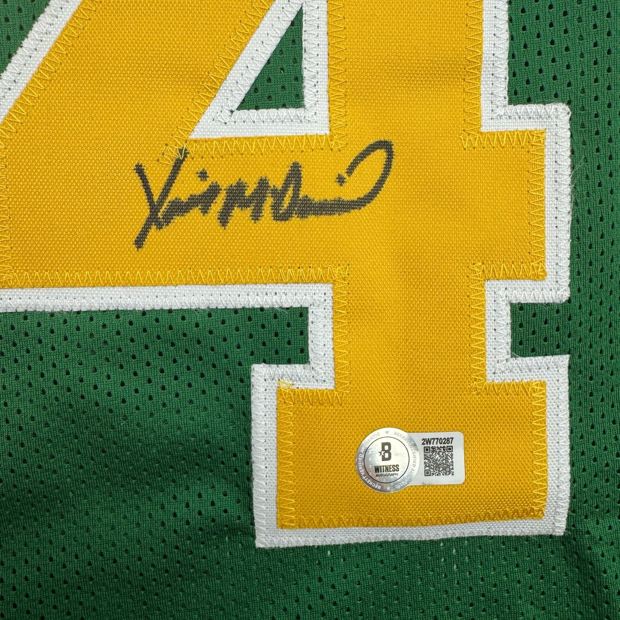 Autographed/Signed Xavier McDaniel Seattle Green Basketball Jersey Beckett BAS COA