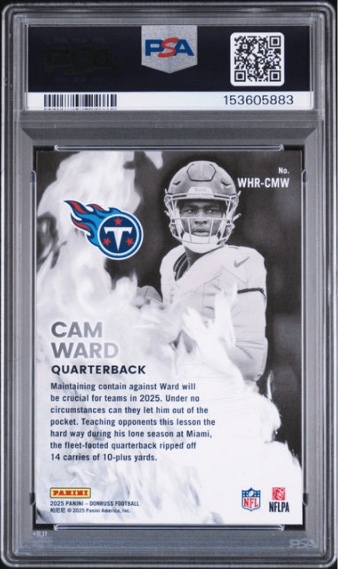 Graded 2025 Panini Donruss Optic Cam Ward #WHRCMW White Hot Rookies Rookie RC Football Card PSA 10 Gem Mint