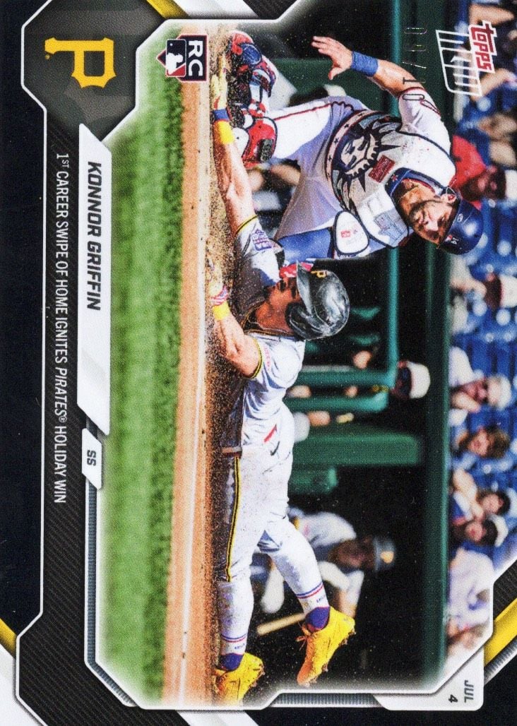 2026 Topps Now Konnor Griffin #414 Black Foil /10 1st Career Swipe of Home Ignites Pirates Holiday Win Pittsburgh Pirates Rookie RC Baseball Card