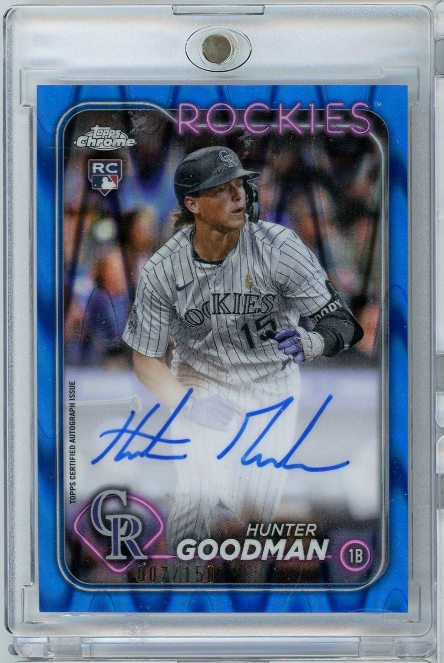 2024 Topps Chrome Hunter Goodman #RA-HG Blue Lava Wave Auto /150 Rookie RC Baseball Card