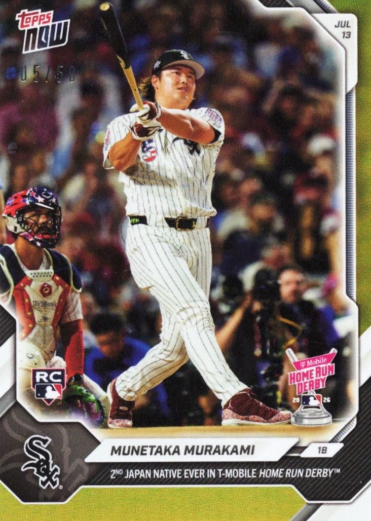2026 Topps Now Munetaka Murakami #449 Gold Foil /50 2nd Japan Native Ever in Home Run Derby Chicago White Sox Rookie RC Baseball Card
