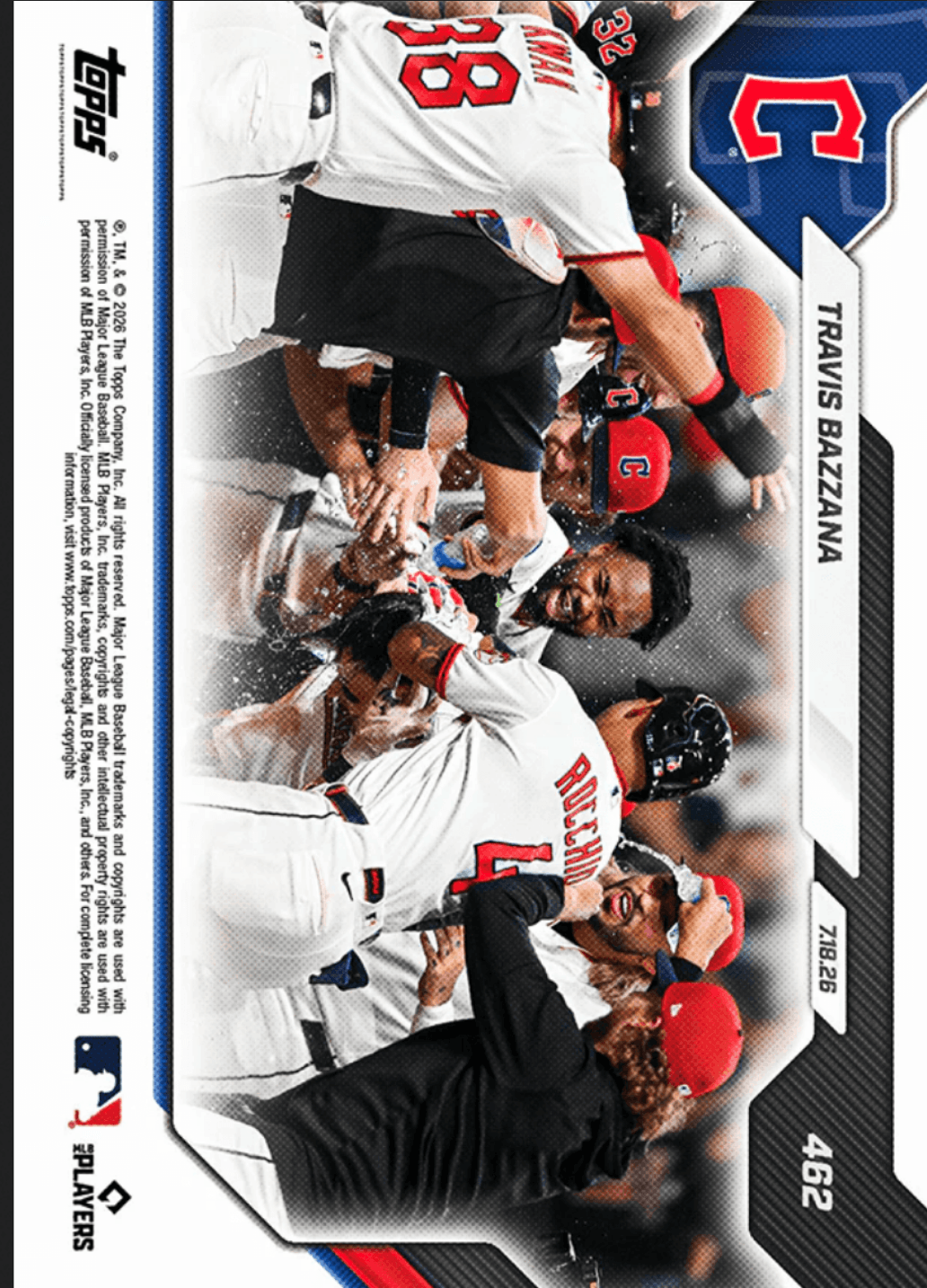 2026 Topps Now Travis Bazzana #462 Orange Foil /10 2 Run Blast Delivers First Career Walk Off Home Run Cleveland Guardians Rookie RC Baseball Card