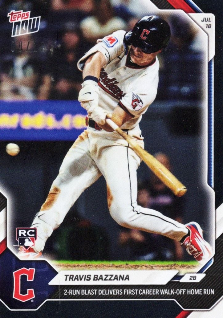 2026 Topps Now Travis Bazzana #462 Orange Foil /10 2 Run Blast Delivers First Career Walk Off Home Run Cleveland Guardians Rookie RC Baseball Card