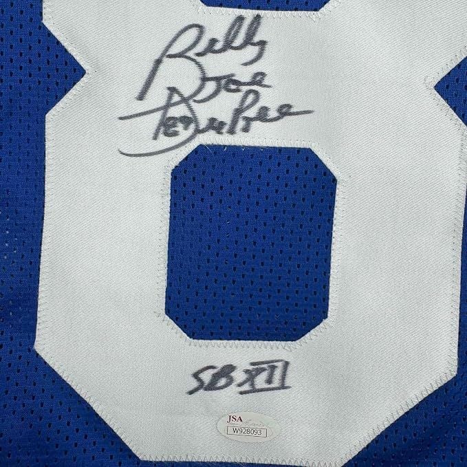 Framed Autographed/Signed Billy Joe DuPree 35x39 SB XII Dallas Blue Football Jersey JSA COA