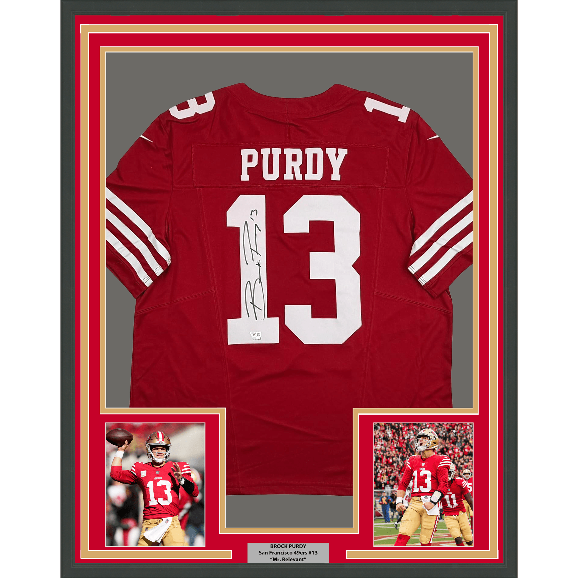 Framed Autographed/Signed Brock Purdy 35x39 San Francisco 49ers Red Authentic Football Jersey Fanatics COA