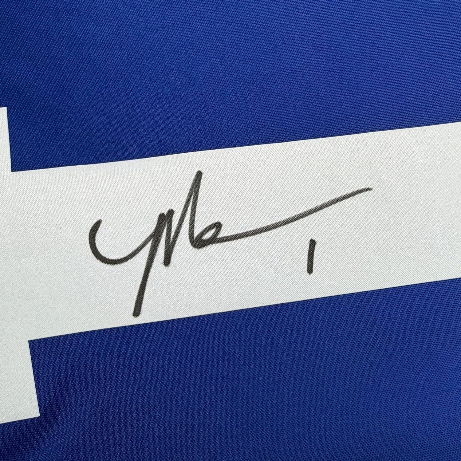Framed Autographed/Signed Malik Nabers 35x39 New York Giants Blue Authentic Football Jersey Fanatics COA