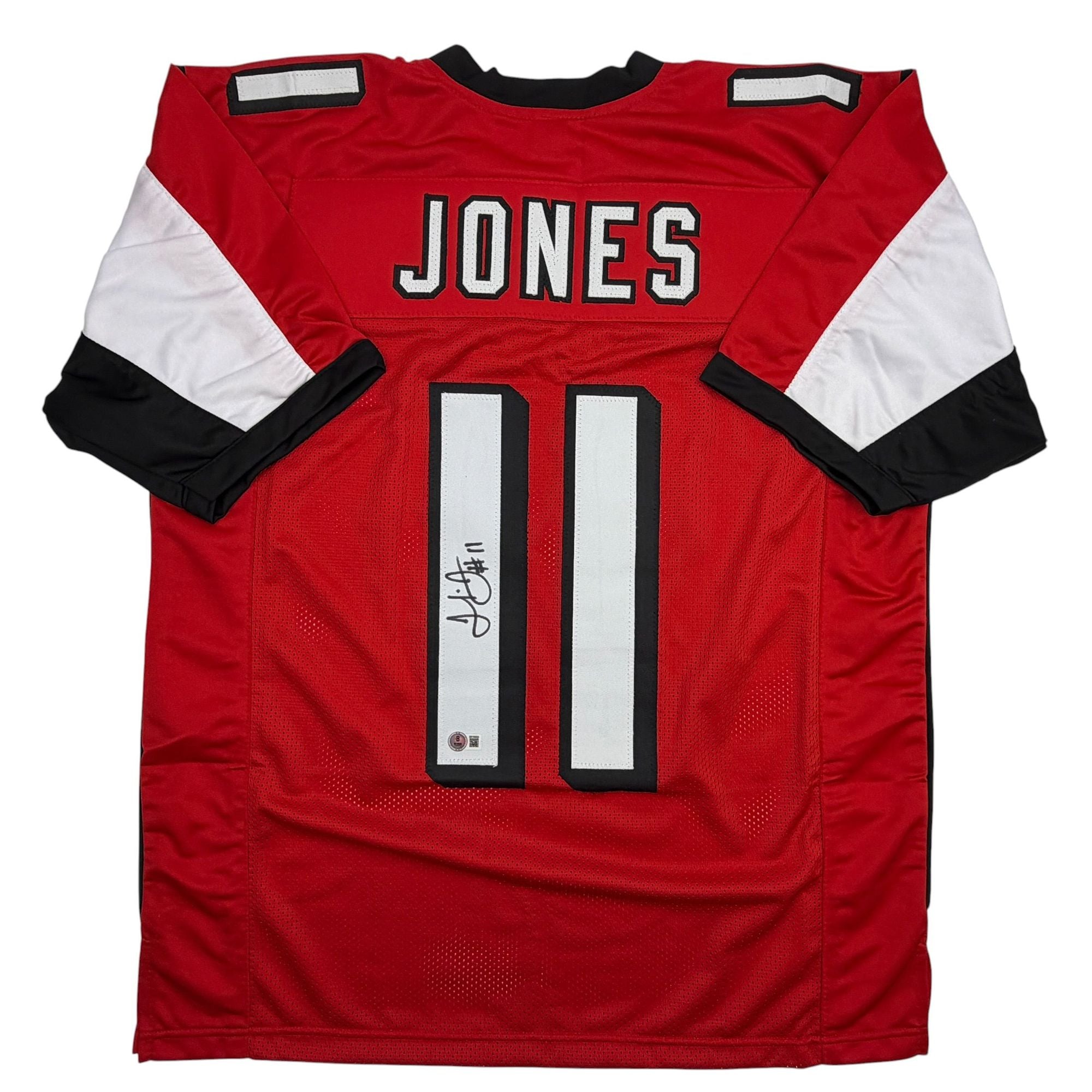 Autographed/Signed Julio Jones Atlanta Red Football Jersey Beckett BAS COA