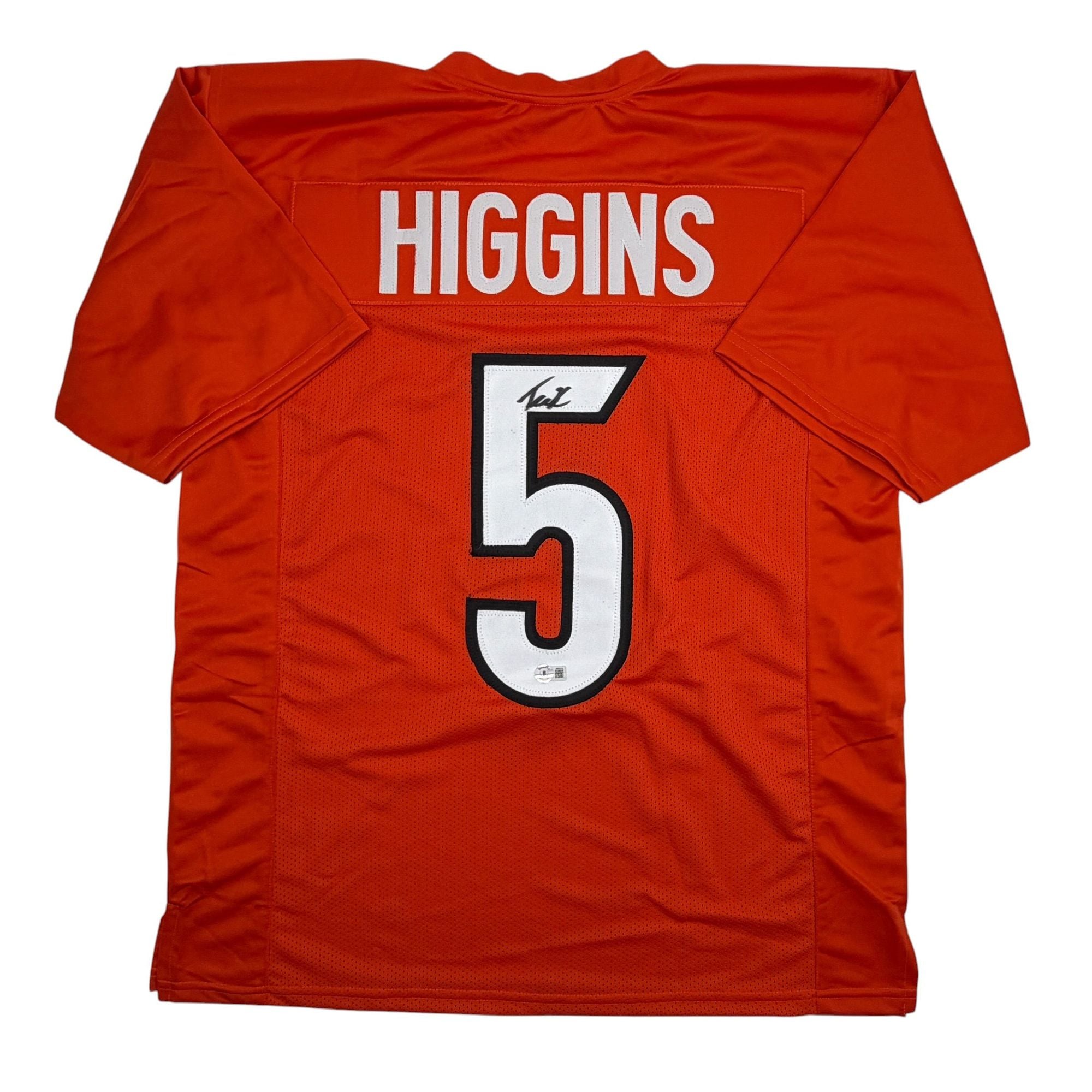 Autographed/Signed Tee Higgins Cincinnati Orange Football Jersey Beckett BAS COA