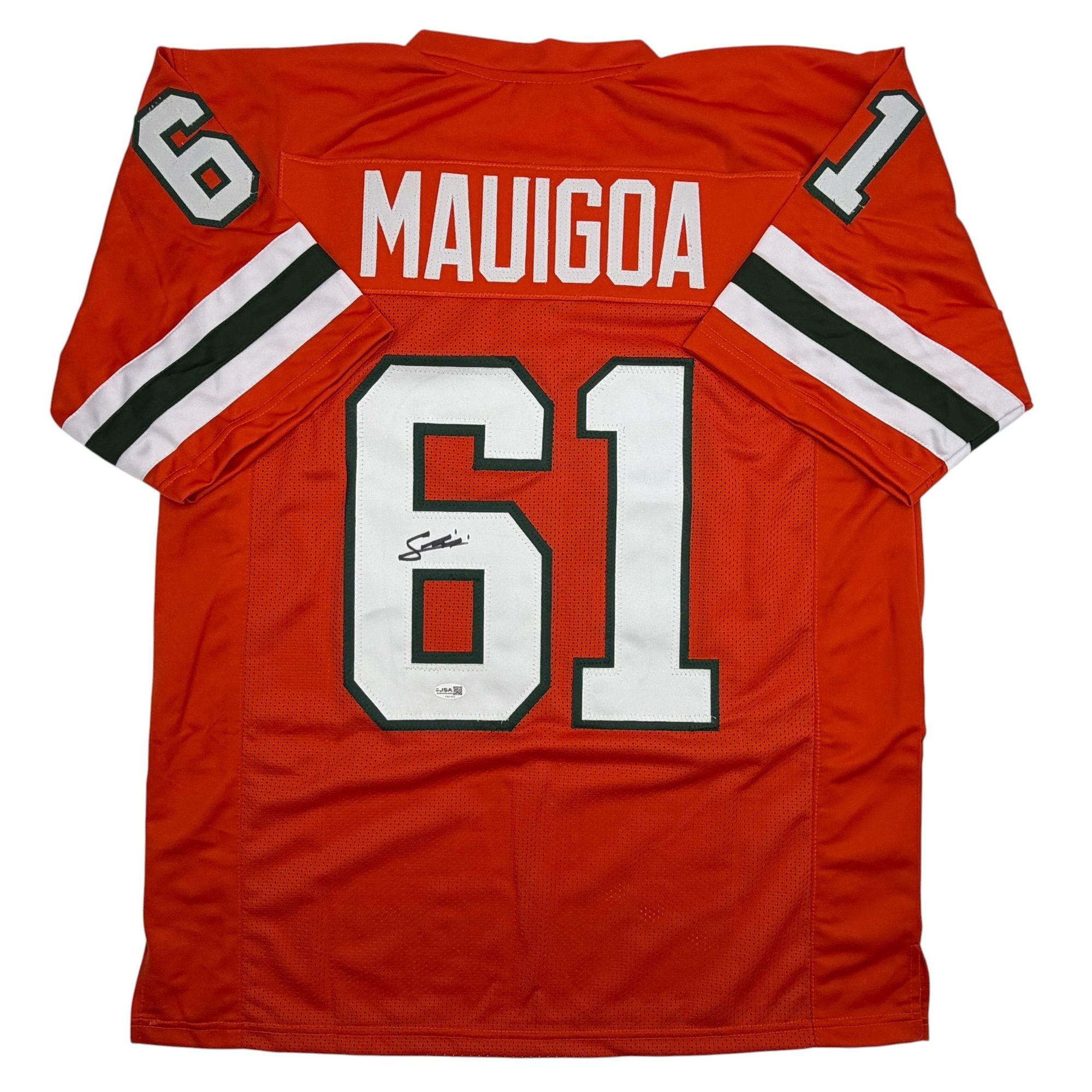 Autographed/Signed Francis Mauigoa Miami Orange College Football Jersey JSA COA
