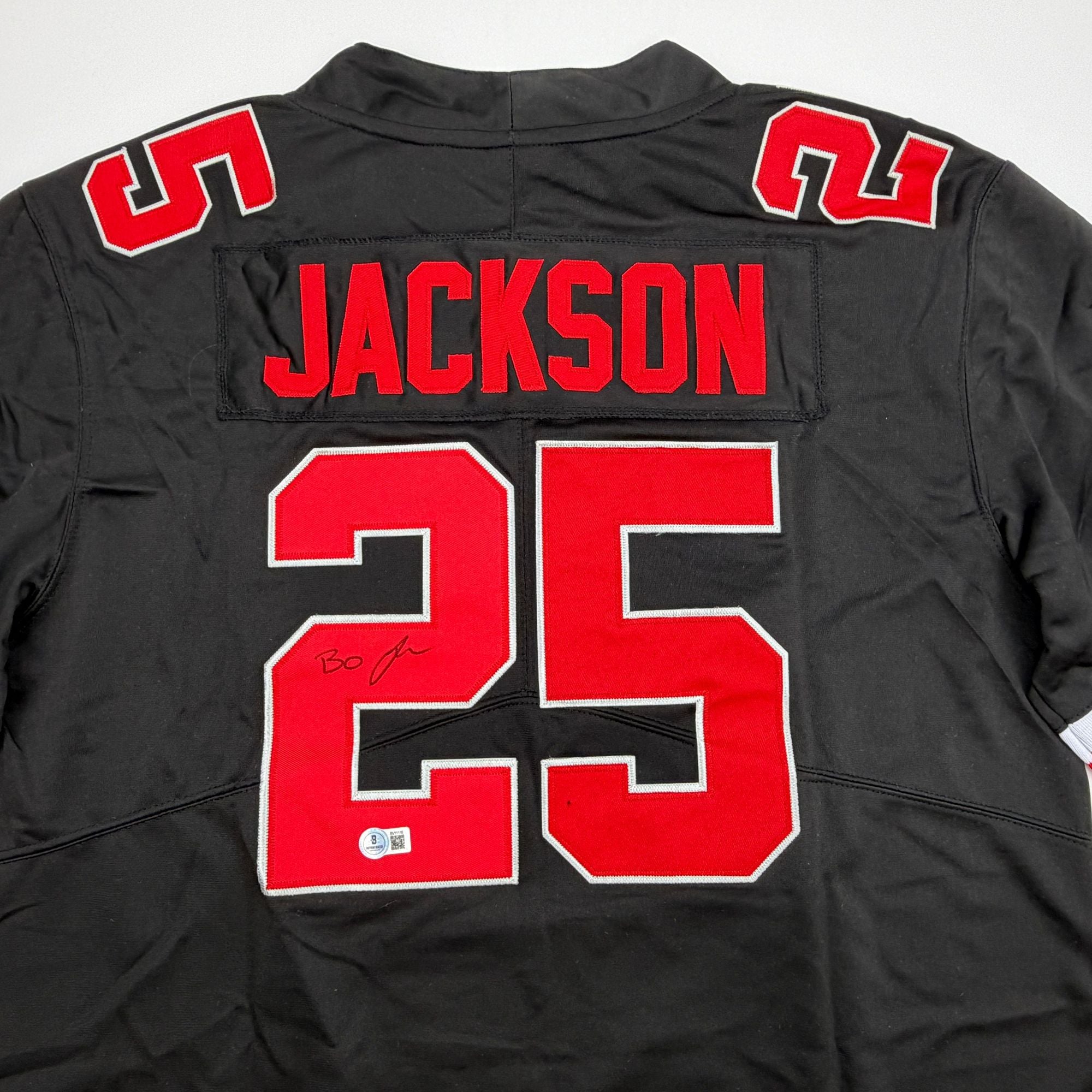 Autographed/Signed Lamar Bo Jackson Ohio State Black College Football Jersey Beckett BAS COA