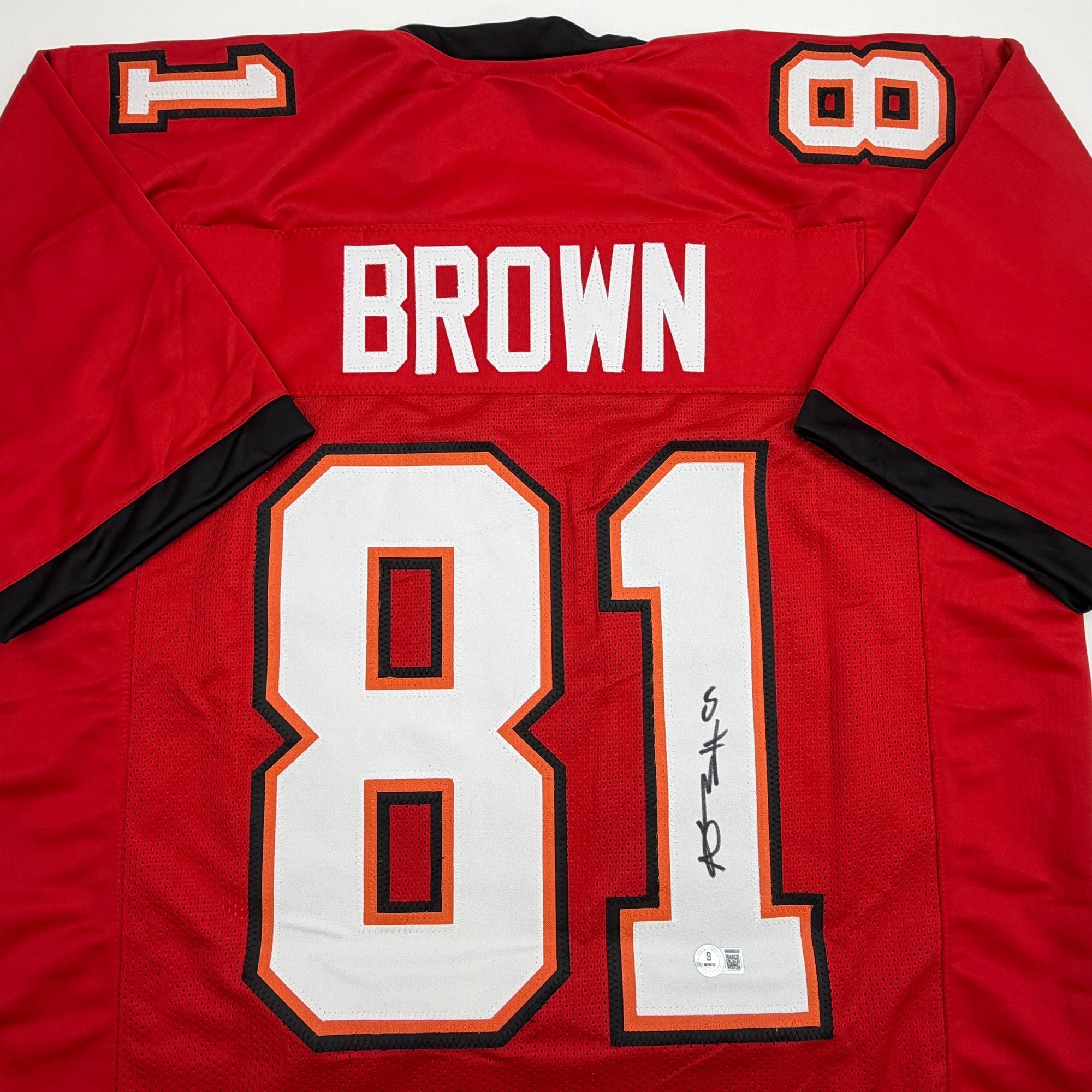 Autographed/Signed Antonio Brown Tampa Bay Red Football Jersey Beckett BAS COA