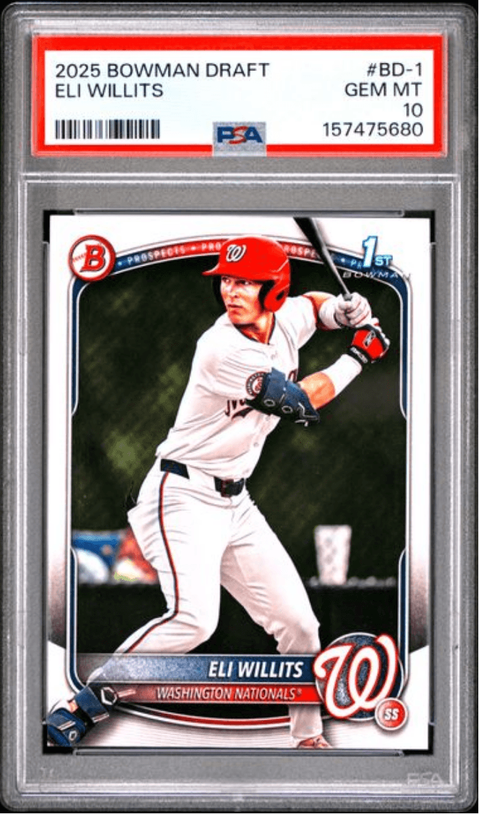 Graded 2025 Topps Bowman Draft Eli Willits #BD1 Rookie RC Baseball Card PSA 10 Gem Mint