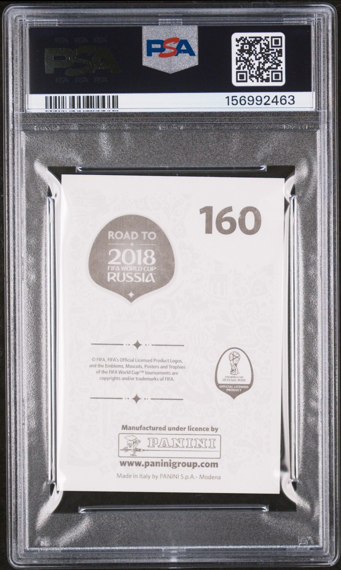 Graded 2018 Panini FIFA World Cup Cristiano Ronaldo #160 Portugal Road to Russia Stickers Soccer Card PSA 10 Gem Mint