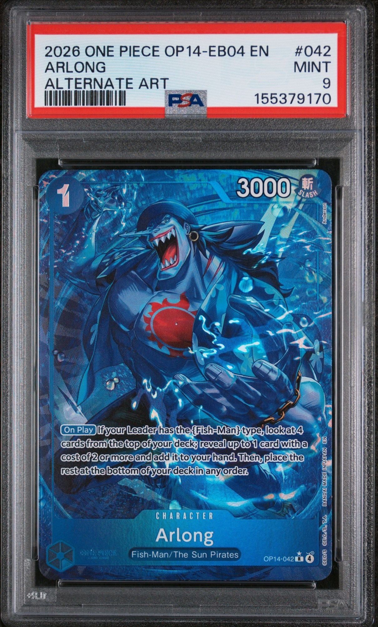 Graded 2026 One Piece Arlong #042 OP14 Trading Card Game PSA 9 Mint