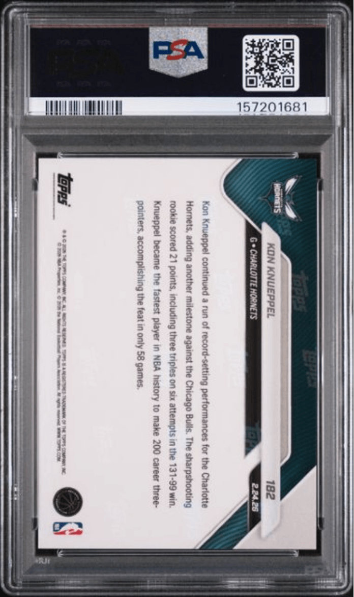 Graded 2025 Topps Now Kon Knueppel #182 Rookie RC Basketball Card PSA 10 Gem Mint